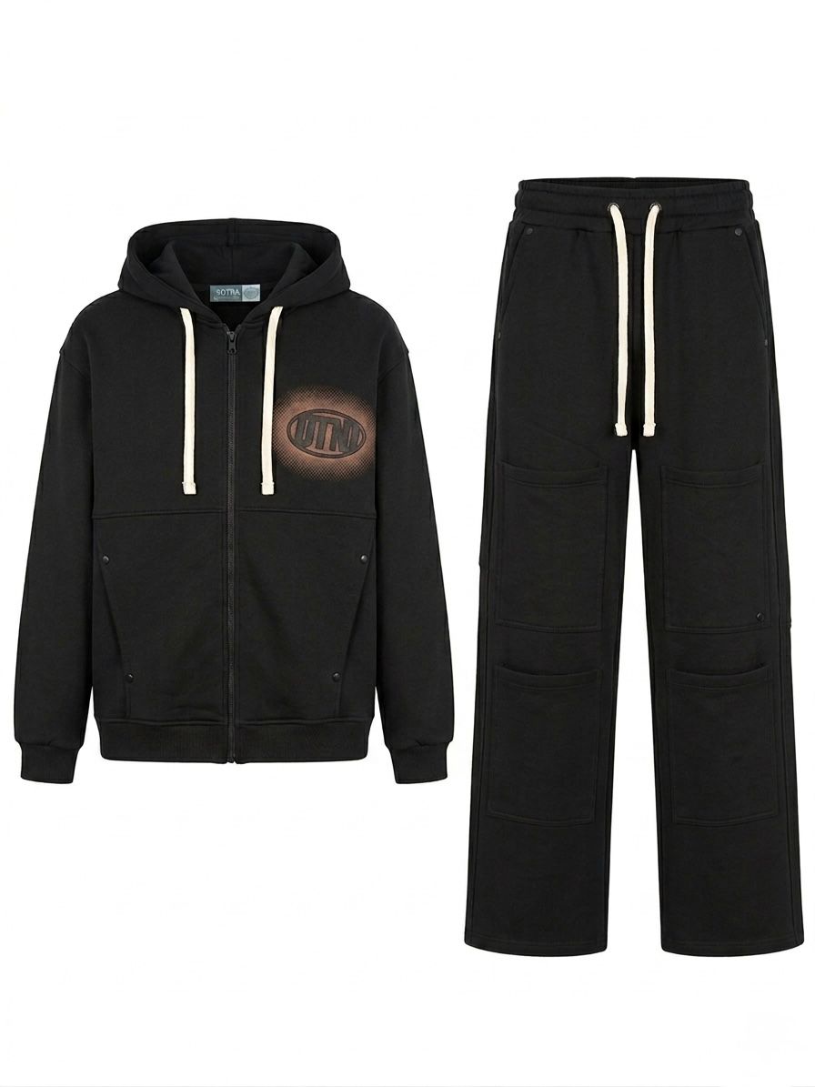 Sotra Dreams Never Dies hoodie set featuring a comfortable, stylish hoodie and matching sweatpants with graphic design.
