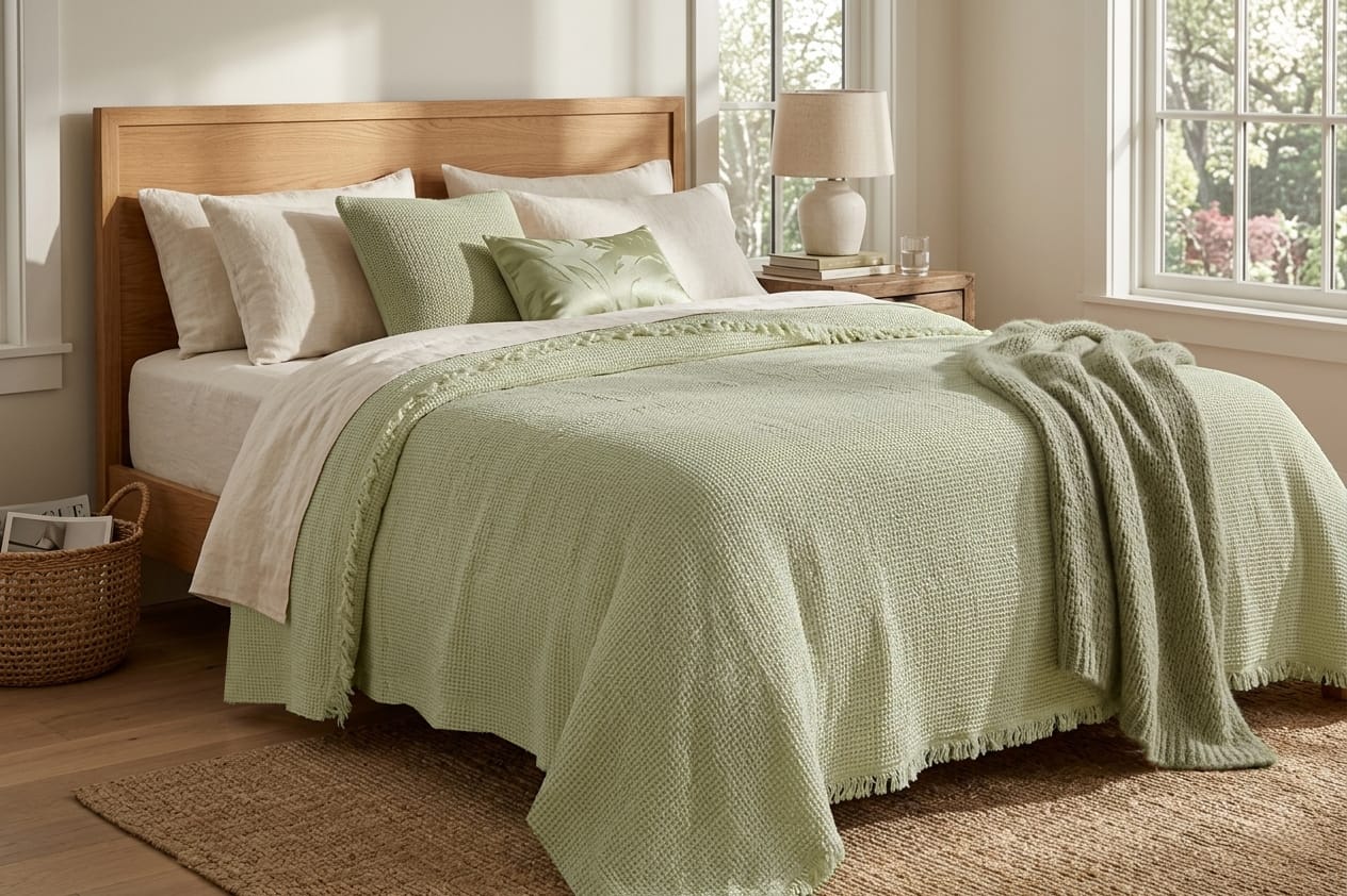 Waffle double cover by MODA HOME, one piece, showing soft, textured fabric with a waffle pattern in neutral tones.