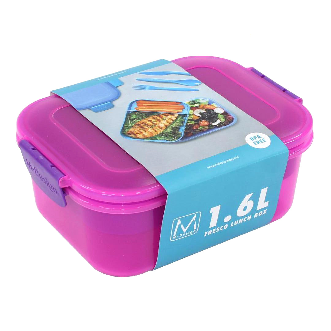 Plastic Fresco Lunch Box by M.Design, 1.6 liter school lunch container with colorful design and secure lid.