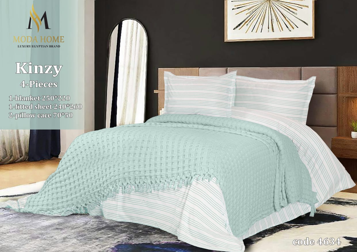 Kenzy 4-piece coverlet set by MODA HOME in 240x260 cm size, featuring a stylish, soft fabric with a modern design.