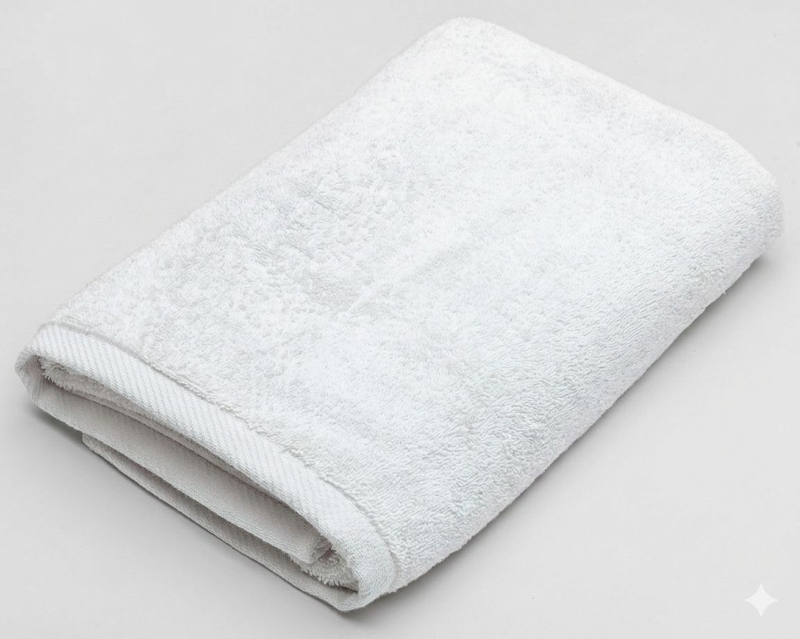 MODA HOME cotton towel, 50x100 cm, soft and absorbent, displayed folded with a subtle striped pattern.
