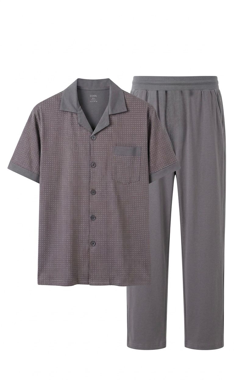 Cool H/S Dotted Classic Pajama top with long sleeves and a relaxed fit, featuring a dotted pattern and soft fabric.