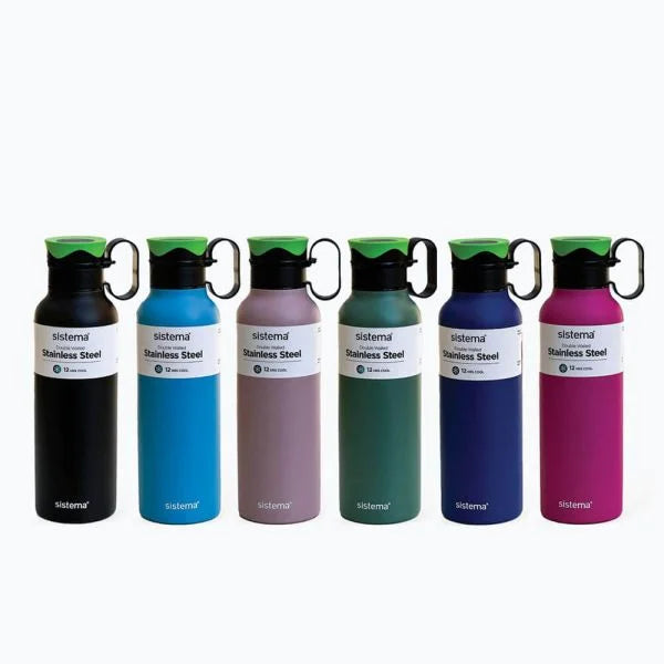 " Sistema Stainless Steel Bottle, 600ml. Assorted Colors"