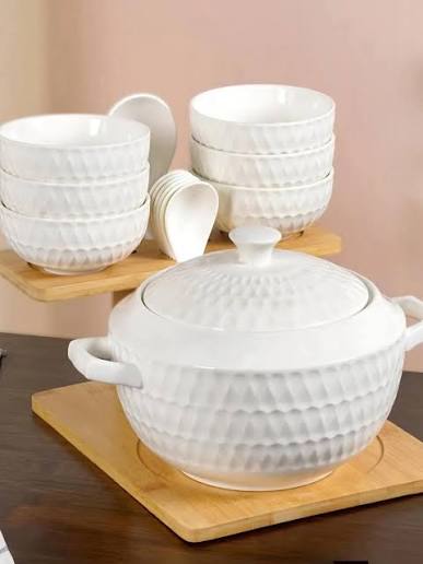 "Soup set with bamboo stand- 16 pieces "