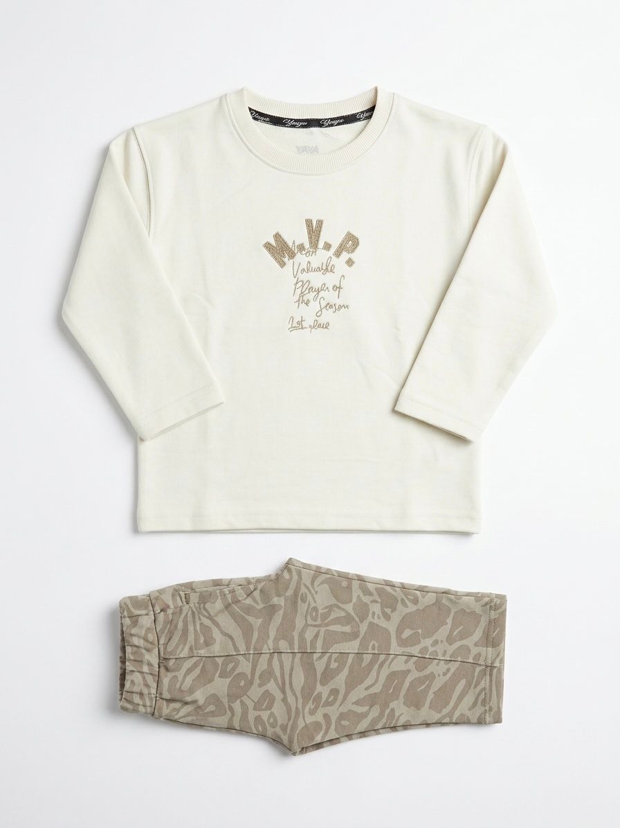 YAYA M.V.P long sleeve shirt and pajama pants set in soft fabric, featuring a comfortable, stylish loungewear design.