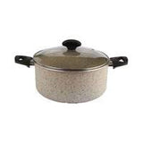 Lavita Stone Pot with Glass Lid - 22 cm - Transparent