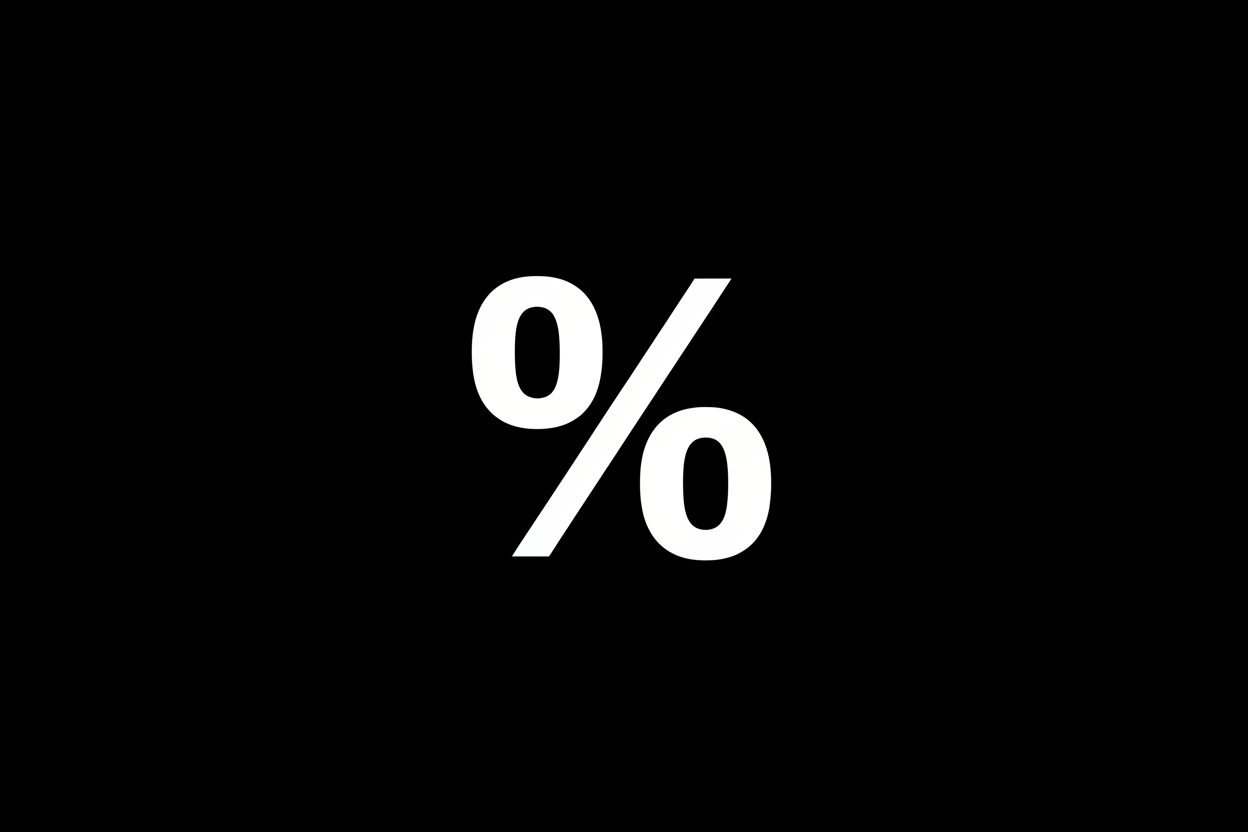 "%"Sign On a black background , white text